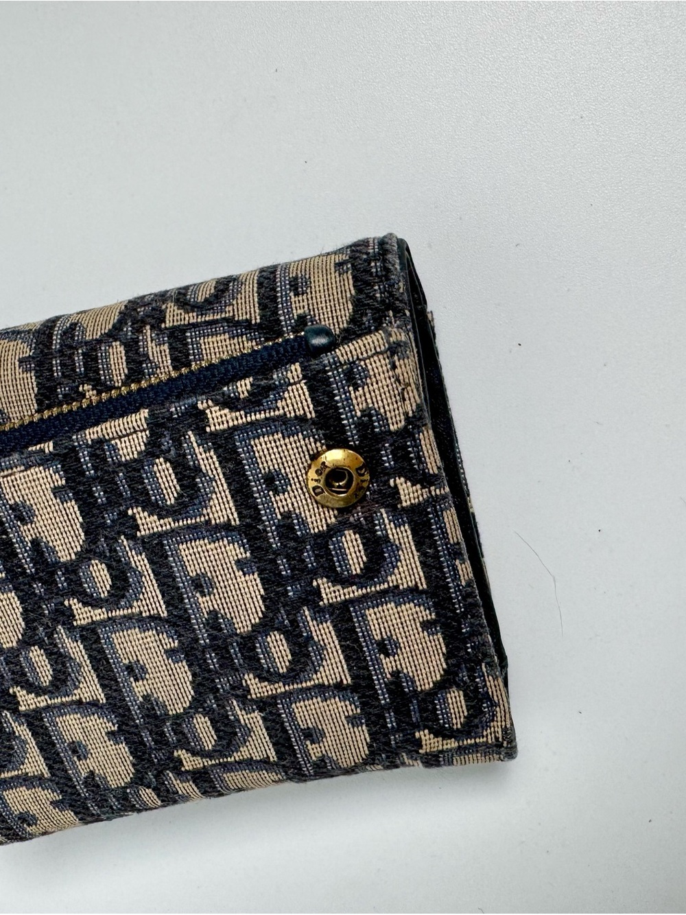 Christian Dior Saddle Lotus Wallet blue Dior Oblique jacquard pattern and gold D - Picture 4 of 5